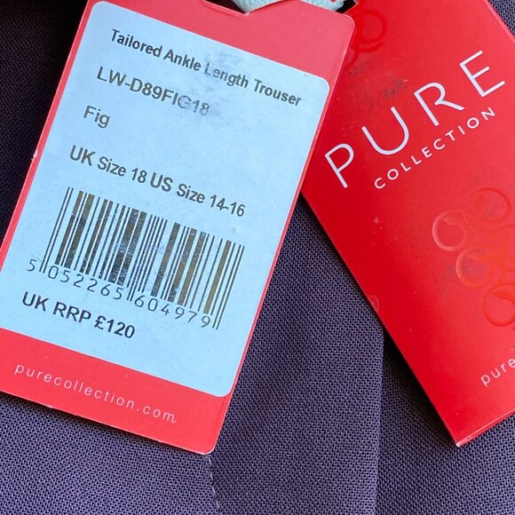 PURE Collection Tailored Ankle Trouser Pants Size 14-16 US Fig Purple Lined NEW - Picture 8 of 12